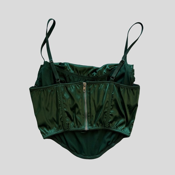 URBAN OUTFITTERS LEXI SATIN COWL CORSET TOP | GREEN | SIZE: M - Picture 2 of 4